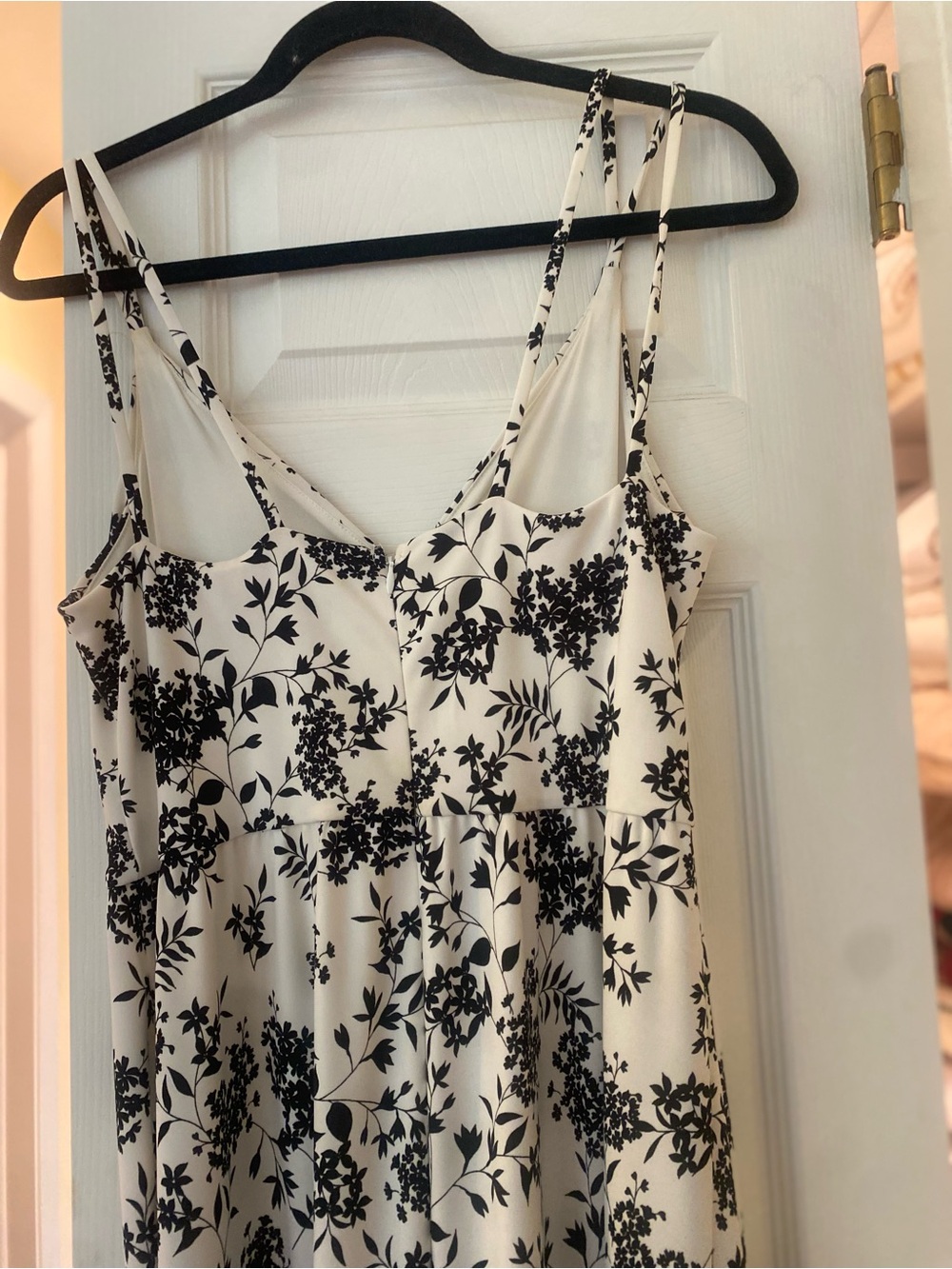 Women’s Floral Print Spaghetti Strap sun dress - Black on Cream